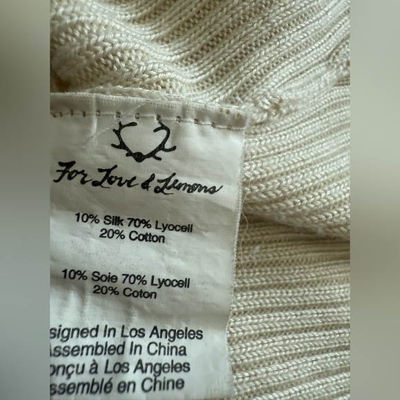 For Love And Lemons Knitz Silk Blend Ribbed Bodysuit Size S - Picture 5 of 5